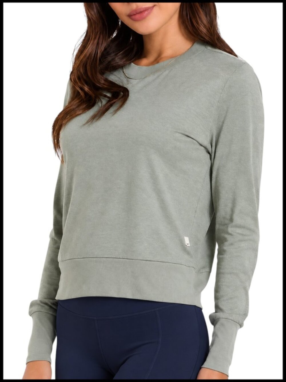 Vuori Daydream Crew Top Heather Green Long Sleeve Strato Tech XL
